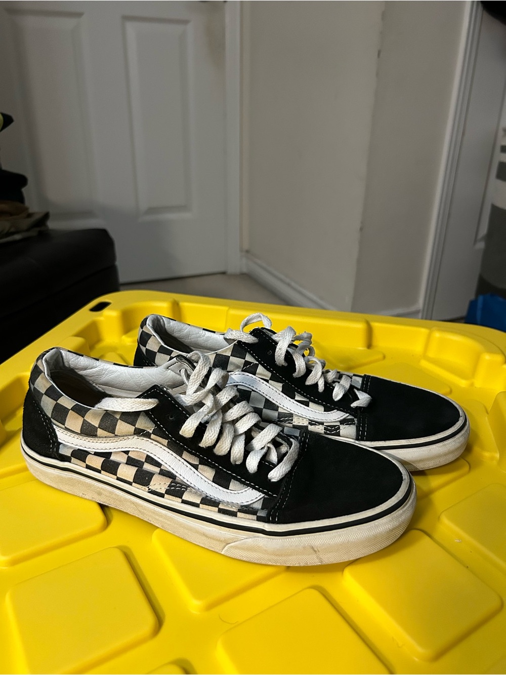 Black & White Checkerboard Vans - Men
